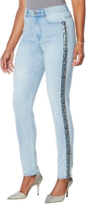 DG2 Diane Gilman Virtual Stretch Animal Sequin Jean Chambray 16 NEW (873)