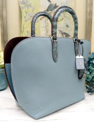 Coach 1941 Dakotah with Colorblock Snakeskin Detail Blue Leather