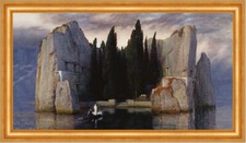 Die Toteninsel Arnold Böcklin Ruderboot Felsen Zypressen Schein LW H A1 0088