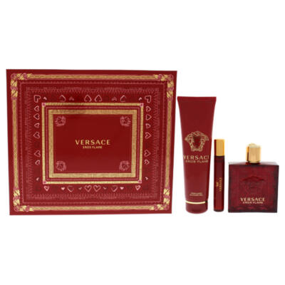 Versace Eros Flame by Versace for Men - 3 Pc Gift Set 3.4oz EDP Spray, 0.3oz EDP