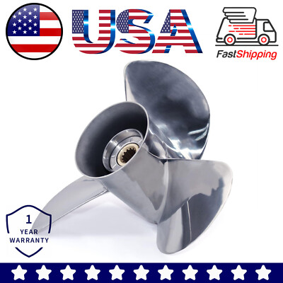 Stainless Steel Outboard Propeller 13 1/4x17 For Johnson Evinrude 40-140HP RH