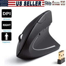 Ergonomic Vertical Mouse 6 Keys USB Wireless 2.4GHz 1200DPI For Laptop PC 