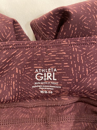 athleta girl leggings Medium Dark Red Pattern activewear Run With It Tight - Picture 6 of 12