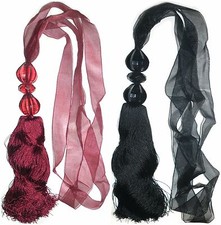 Ruban Organza Cristal Perlé Rideau Embrasses Avec Glands X2, Art 71/E8