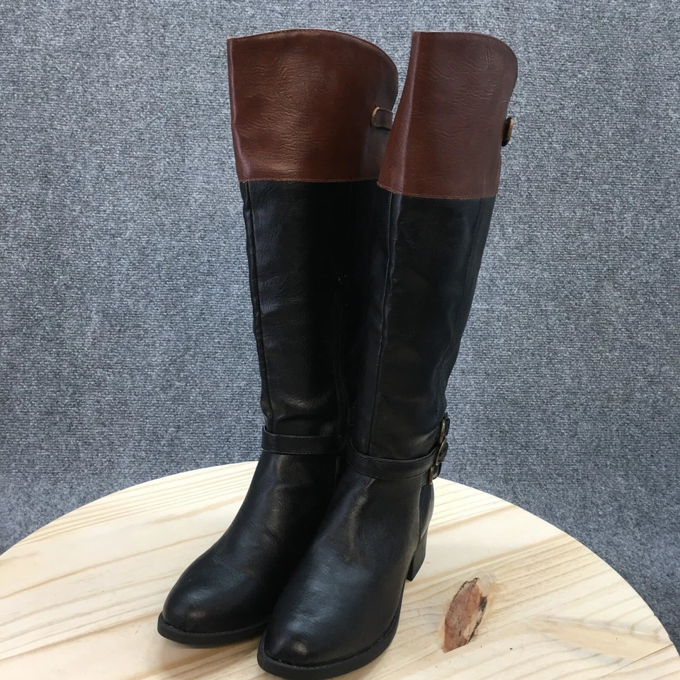 Botas Rampage para mujer 7,5 M Imbra hasta la rodilla cremallera lateral botas de montar negras marrones Foto 3 de 4