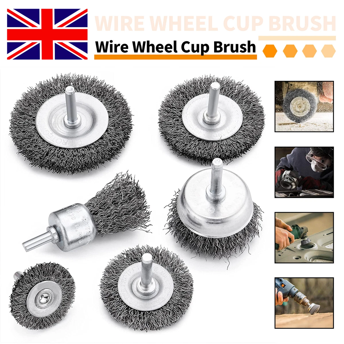 6pc Wire Wheel Cup Brush Set Grinding Wheels For Power Drills