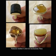 BALTIC MULTICOLOR BUTTERSCOTCH BLACK AMBER STERLING SILVER MODERN HANDMADE RING
