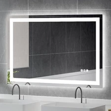 48 x 32in LED Bathroom Mirror Dimmable Anti-fog Wall Vanity Touch Makeup Mirror