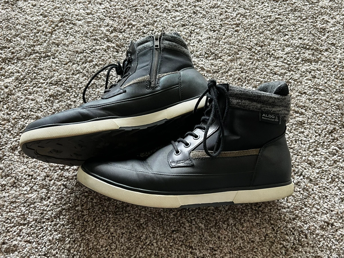 Mens Aldo Boots Black 10 Side Zip Water Resistant Synthetic