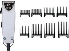 Oster Fast Feed Brushed Aluminum Hair Adjustable Pro Clipper + 8pc Combs Set