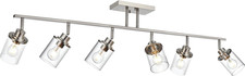 Brushed Nickel 6-Light Track Lighting Kit with Glass Shades for Home  Bath