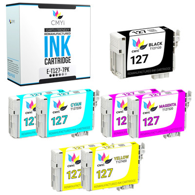 7PK Replacement T127 Ink Cartridges for Epson 127 Combo Fits Workforce WF Stylus