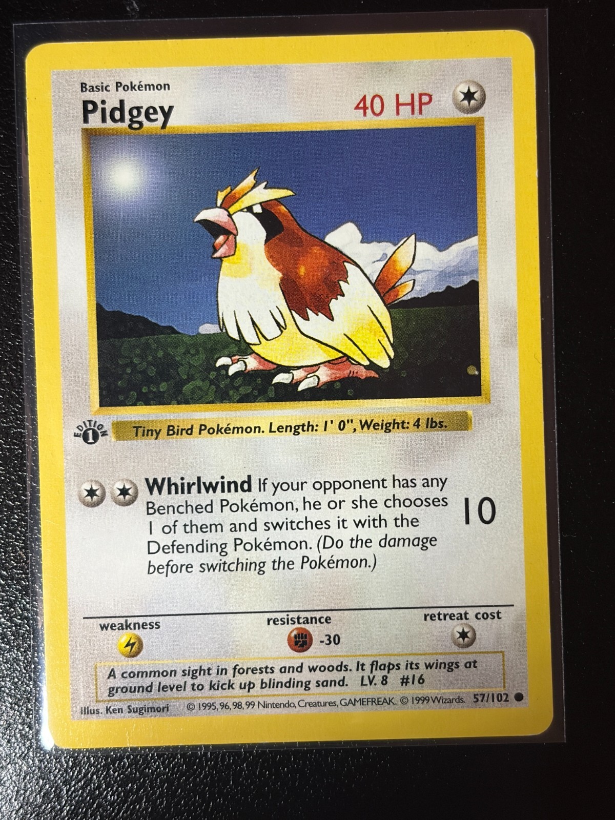 Pokemon Card - Pidgey Base Set (Shadowless) 57/102 Common 1st Edition LP