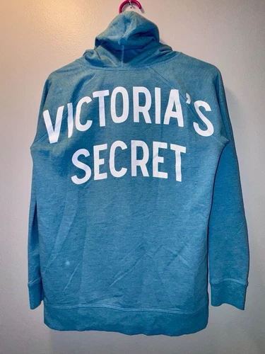 UNDERCOVER Felpa con cappuccio Victoria's Secret donna piccola Spellout tempo libero blu zaffiro scollo a V