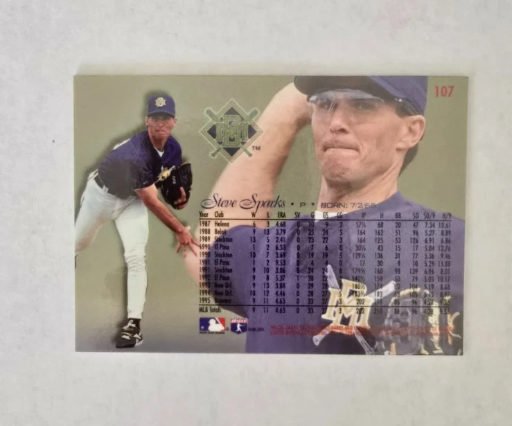 (ITEM D015) STEVE SPARKS - 1996 FLAIR #107 - Image 2 of 2