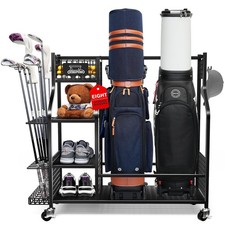 Golf Bag Storage Garage Organizer, Golf Bag Storage Stand and Other Golfing E...