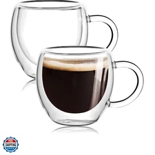 Espresso Cups Set of 2 With Handle,2.5oz Clear Expresso Shots Cup,Espresso Sh...