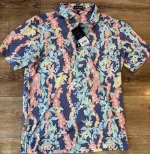 NWT- Bad Birdie Men  s Core Golf Polo Short Sleeve Shirt Lei'd Tropical Size M