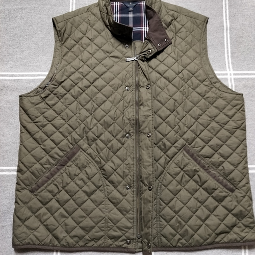 Brooks Brothers Men's 2XL Diamond Quilted Thermore Vest Plaid Lined Snap/Zip - Picture 3 of 9