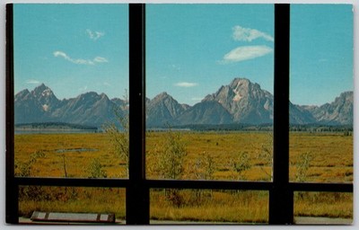 Grand Teton National Park WY Jackson Lake Lodge View Mirro-Krome Postcard
