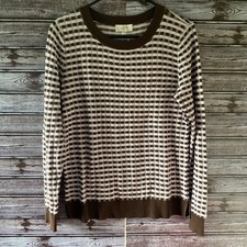 LOFT Outlet Women's Long-Sleeved Sweater Size S Pale Lavender Brown Pullover NWT