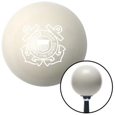 White USCG Logo Ivory Shift Knob w/ M16x1.5 Insert Shifter Auto Manual Custom