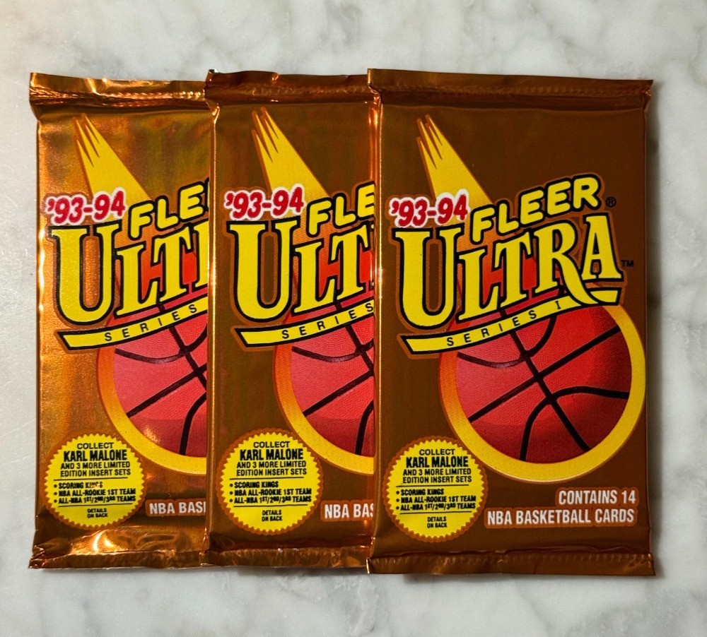 1993 Ultra Series 1 Basketball Hobby Pack (3 pack lot) Sealed - MJ Scoring Kings