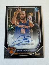 JALEN BRUNSON 2025-26 BOWMAN CHROME MEGA BLACK MOJO REFRACTOR AUTO /10 Q7858