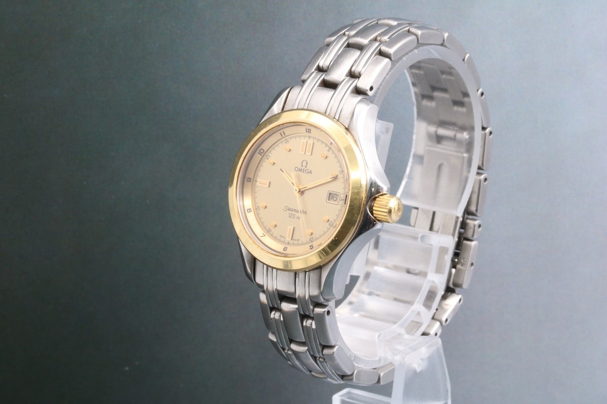 Vintage [Near MINT] OMEGA Seamaster 120m 596.1501 Gold Dial Quartz