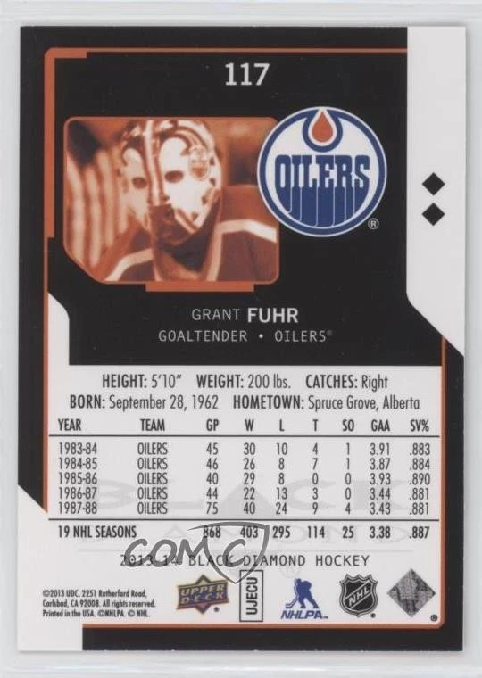 2013-14 Upper Deck Black Diamond Grant Fuhr #117 HOF - Image 2 of 2