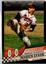 2020 Topps Baseball Series One - #DB-5 Warren Spahn - Decades Best, Black /299