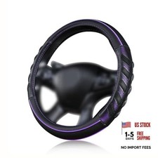 car Steering Wheel Cover Faux Leather Massage Universal fit 3D Purple black