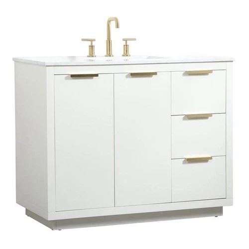 Elegant Decor Blake 42" Aluminum Alloy MDF Single Bathroom Vanity in White - Picture 1 of 8