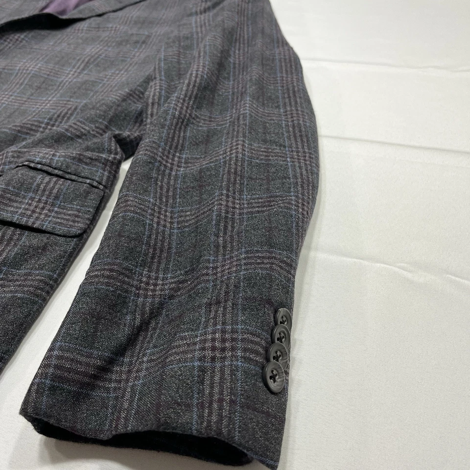 Jack Victor Men's 100% Wool 2-Button Blazer Muir SPJ Gray Purple Plaid • 40 R - Image 3 of 4