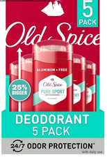 5 PACK - Old Spice Pure Sport Deodorant 3.0 oz Total 15 oz 