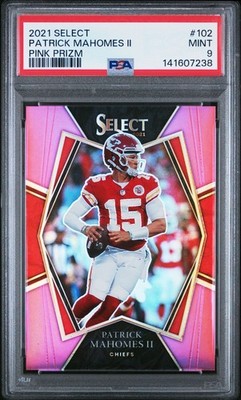 2021 PANINI SELECT 102 PATRICK MAHOMES II PINK PRIZM /10 PSA 9