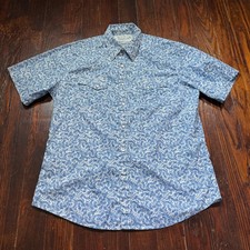 Wrangler Shirt Mens L White Blue Paisley Wrancher Pearl Snap Southwestern Aztec