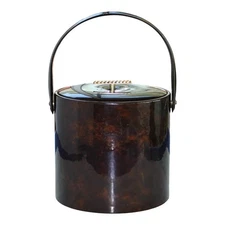 Vintage Georges Briard MCM 1960's Ice Bucket Barware Tortoise Shell Vinyl USA