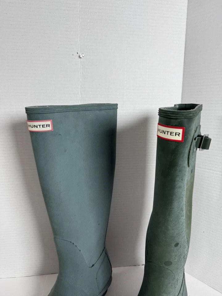 Botas de lluvia altas originales Hunter para mujer - verdes talla 10 desgastadas Foto 4 de 4