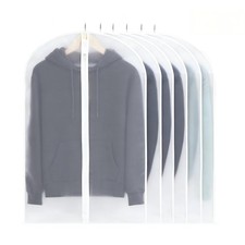6-Pack Clear Garment Bags for Hanging Clothes, Transparent Dust Covers with Z...