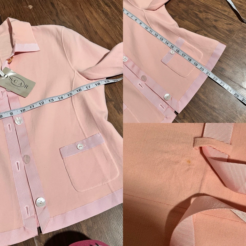 Vestido y chaqueta vintage Oscar de La Renta rosa de dos piezas traje talla 8 dinero antiguo Foto 4 de 4
