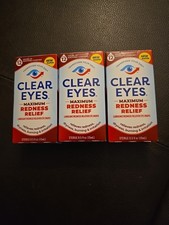 3 Pc Clear Eyes Maximum Strength Redness Relief Eye Drops 0.5Oz L23 