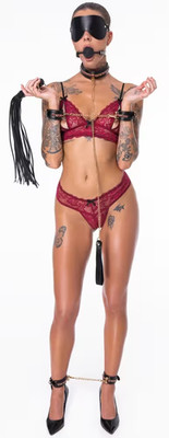 Bad Kitty 6-teiliges Bondage-Set aus schwarzem stilvollen Lederimitat