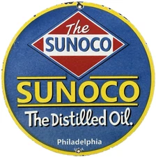 VINTAGE SUNOCO GASOLINE PORCELAIN SIGN DEALERSHIP GAS STATION MOTOR OIL