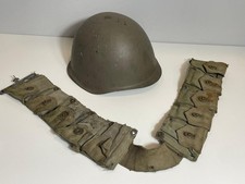 Vintage Military Czech Steel HelmetCold War Era w Belt