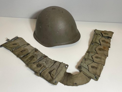 Vintage Military Czech Steel HelmetCold War Era w Belt