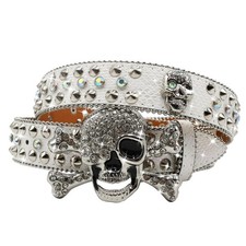 Rhinestone Skull Belt for Men Studded Belts Y2k Punk Skull Belt Bling Stylish...