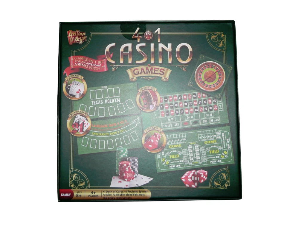 Juegos de mesa de casino para toda la familia diversión póker blackjack dados ruleta 4 en 1 Foto 3 de 3