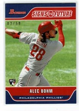 2021 BOWMAN THROUGH THE YEARS VARIATION ALEX BOHM RC 02/50 PHILADELPHIA PHILLIES