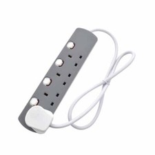 Extension Lead Multi Plug Mains Cables 1 2 3 4 6 8 10 Gang UK Plug Black & White